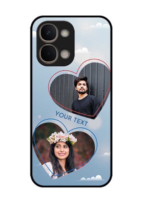 Vivo T5X 5G Custom Glass Phone Case - Blue Color Couple Design