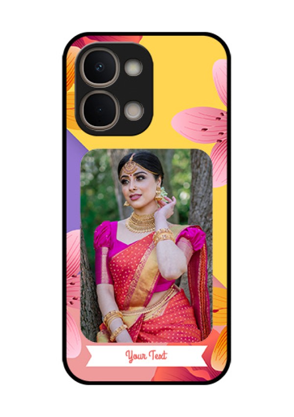Vivo T5X 5G Custom Glass Phone Case - 3 Image With Vintage Floral Design