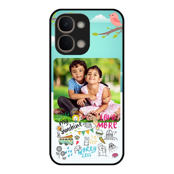 Vivo T5X 5G Custom Glass Phone Case - Doodle Love Design