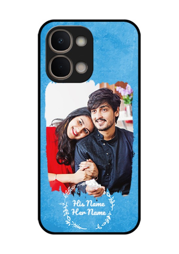 Vivo T5X 5G Custom Glass Phone Case - Blue Color Vintage Design