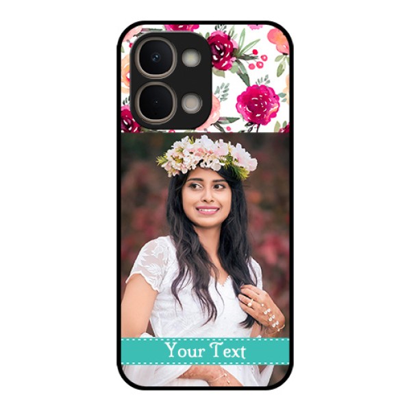 Vivo T5X 5G Custom Glass Phone Case - Water Colors Floral Design Vivo T5X 5G Custom Glass Phone Case - Water Colors Floral Design