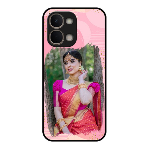 Vivo T5X 5G Custom Glass Phone Case - Gold Glitter Splash Design