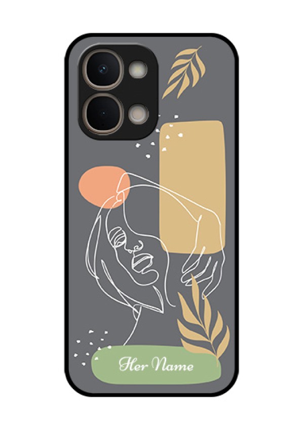 Vivo T5X 5G Custom Glass Phone Case - Gazing Woman Line Art Design