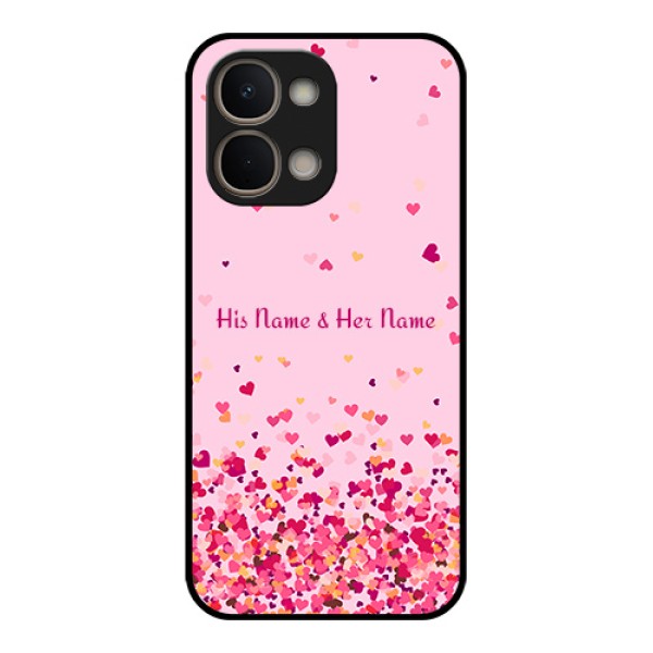 Vivo T5X 5G Custom Glass Phone Case - Floating Hearts Design