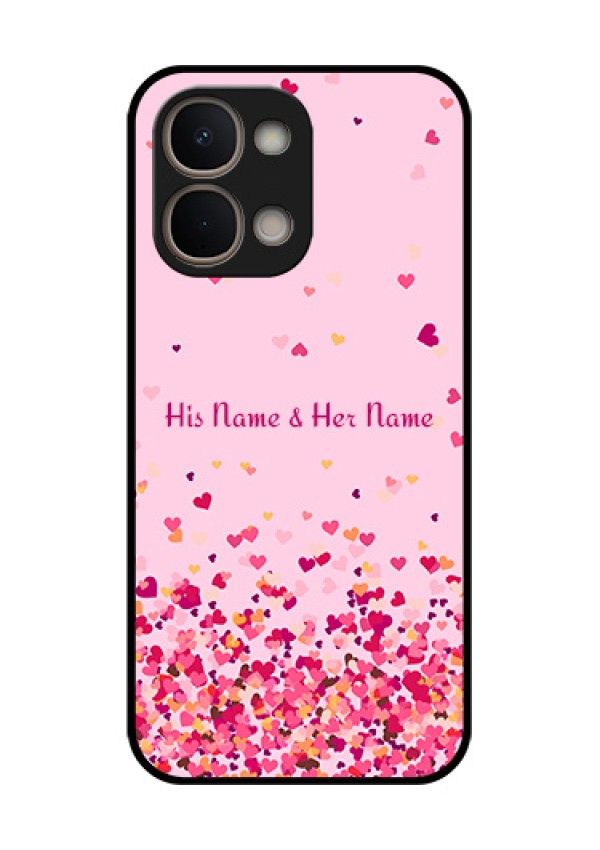 Vivo T5X 5G Custom Glass Phone Case - Floating Hearts Design
