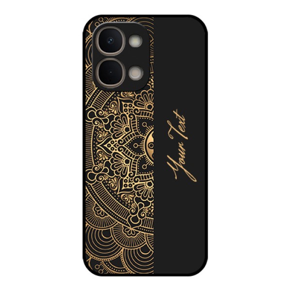 Vivo T5X 5G Custom Glass Phone Case - Mandala Art With Custom Text Design