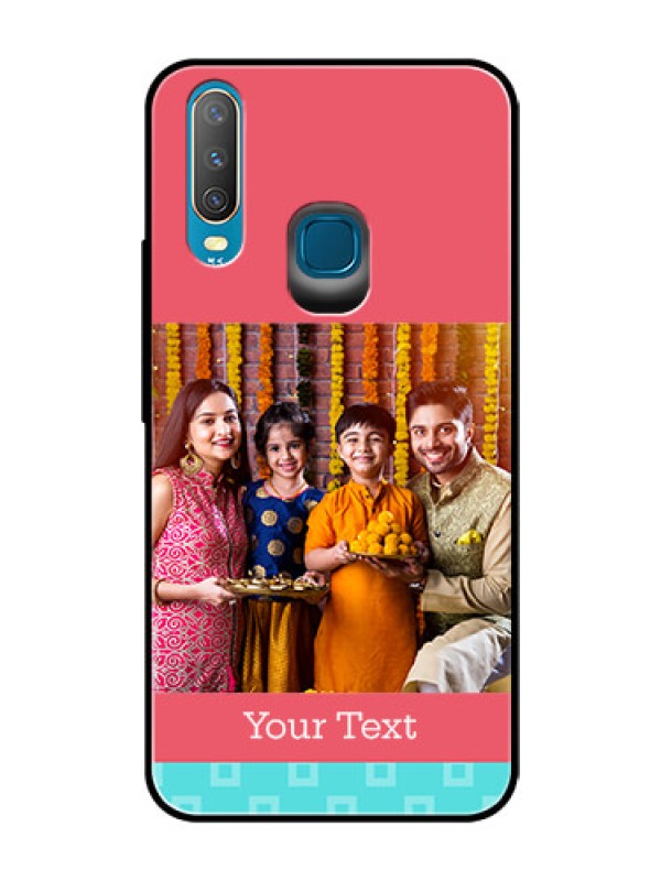 Custom Vivo U10 Personalized Glass Phone Case  - Peach & Blue Color Design