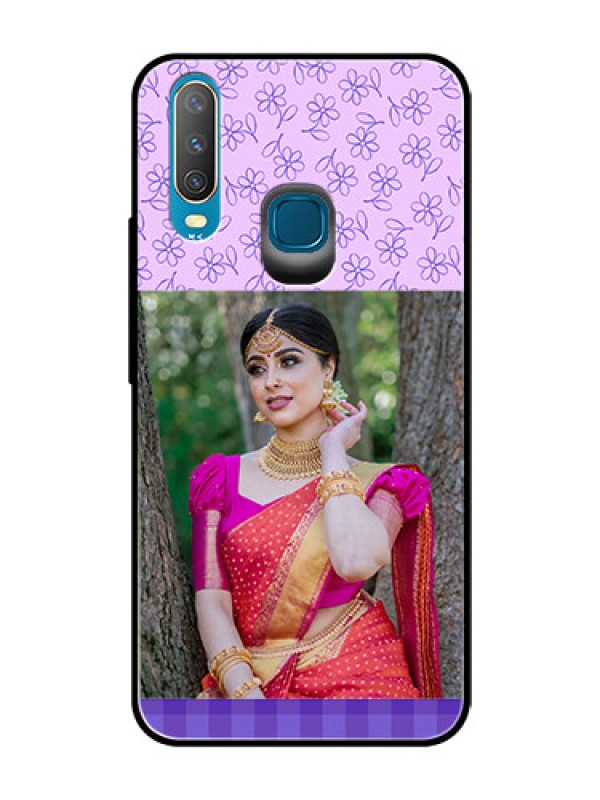 Custom Vivo U10 Custom Glass Phone Case  - Purple Floral Design