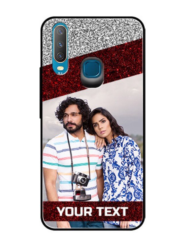 Custom Vivo U10 Personalized Glass Phone Case  - Image Holder with Glitter Strip Design