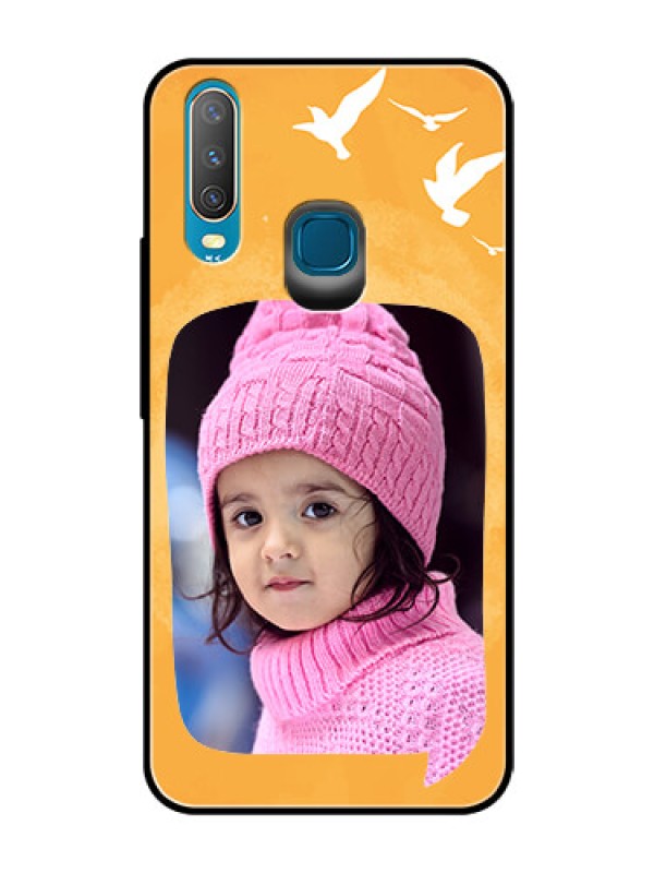 Custom Vivo U10 Personalized Glass Phone Case  - Water Color Design with Bird Icons