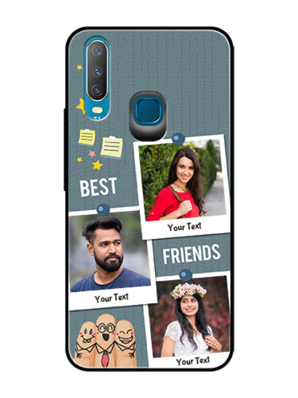 Custom Vivo U10 Personalized Glass Phone Case  - Sticky Frames and Friendship Design