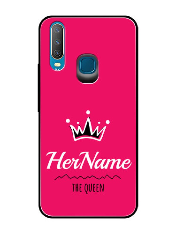 Custom Vivo U10 Glass Phone Case Queen with Name