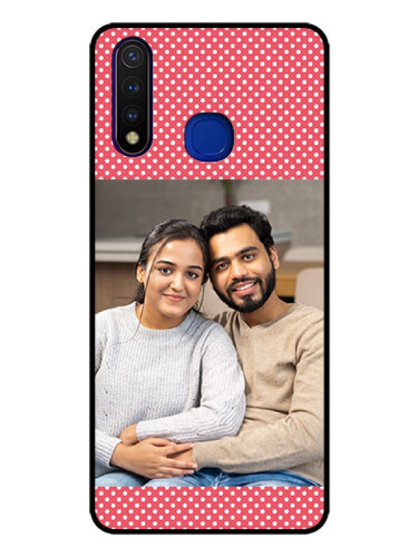 Custom Vivo U20 Custom Glass Phone Case  - White Dotted Design