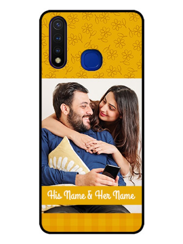 Custom Vivo U20 Custom Glass Mobile Case  - Yellow Floral Design