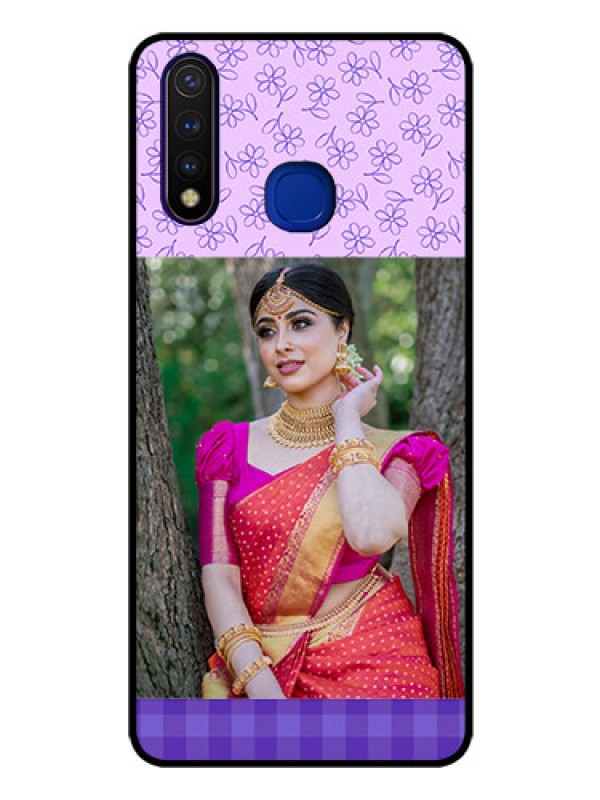 Custom Vivo U20 Custom Glass Phone Case  - Purple Floral Design