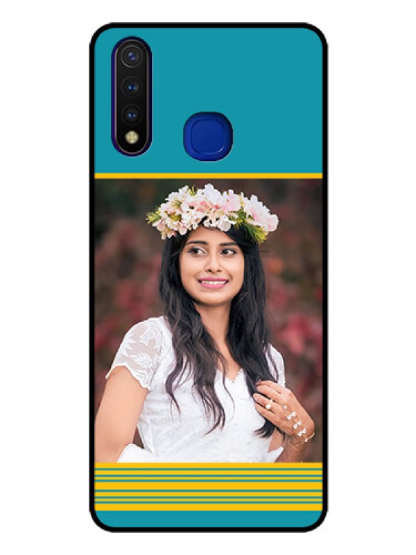 Custom Vivo U20 Custom Glass Phone Case  - Yellow & Blue Design 