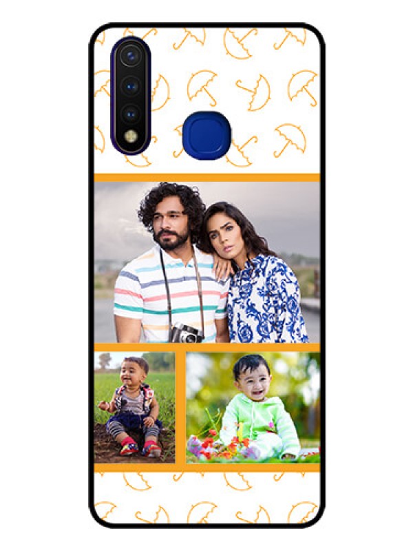 Custom Vivo U20 Custom Glass Mobile Case  - Yellow Pattern Design