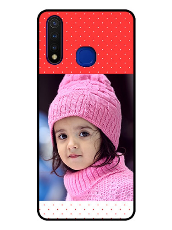 Custom Vivo U20 Photo Printing on Glass Case  - Red Pattern Design
