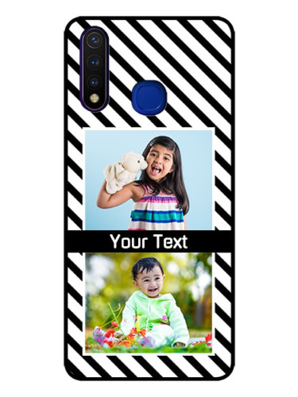 Custom Vivo U20 Photo Printing on Glass Case  - Black And White Stripes Design