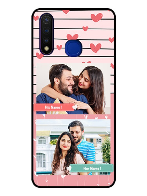 Custom Vivo U20 Custom Glass Mobile Case  - Photo with Heart Design