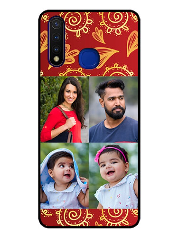 Custom Vivo U20 Photo Printing on Glass Case  - 4 Image Traditional Design