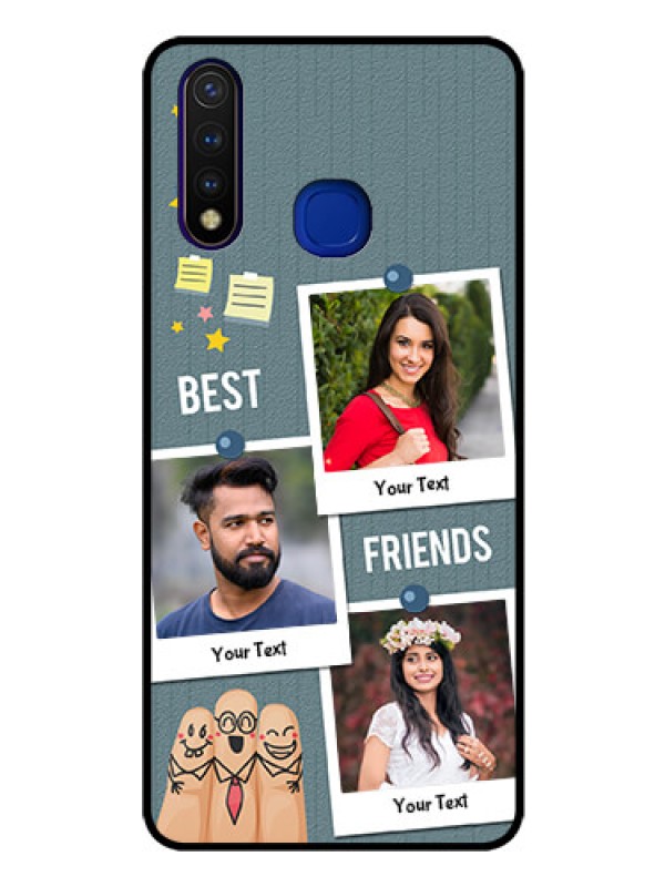 Custom Vivo U20 Personalized Glass Phone Case  - Sticky Frames and Friendship Design