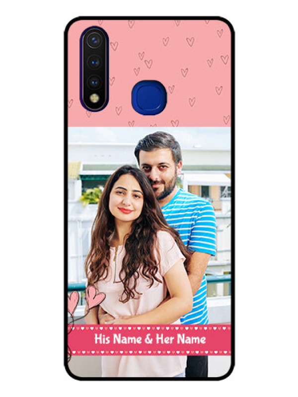 Custom Vivo U20 Personalized Glass Phone Case  - Love Design Peach Color