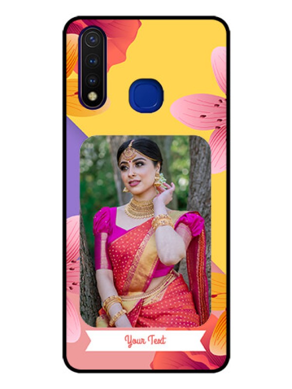 Custom Vivo U20 Custom Glass Mobile Case  - 3 Image With Vintage Floral Design