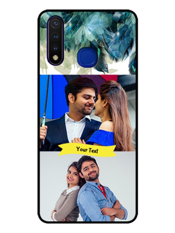 Custom Vivo U20 Personalized Glass Phone Case  - Image with Boho Peacock Feather Design