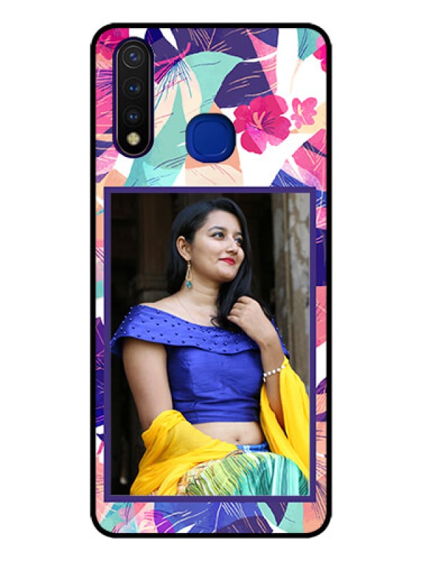 Custom Vivo U20 Custom Glass Mobile Case  - Abstract Floral Design