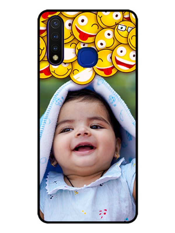 Custom Vivo U20 Custom Glass Mobile Case  - with Smiley Emoji Design