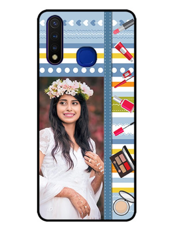 Custom Vivo U20 Personalized Glass Phone Case  - Makeup Icons Design