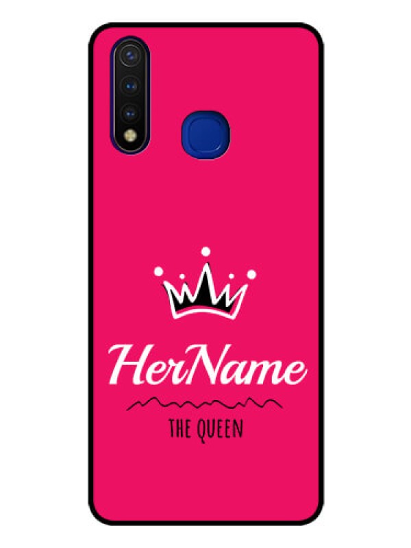 Custom Vivo U20 Glass Phone Case Queen with Name