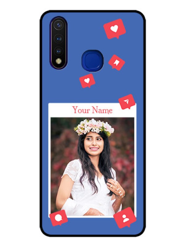 Custom Vivo U20 Custom Glass Phone Case - Like Share And Comment Design