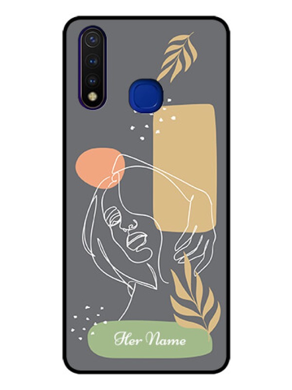 Custom Vivo U20 Custom Glass Phone Case - Gazing Woman line art Design