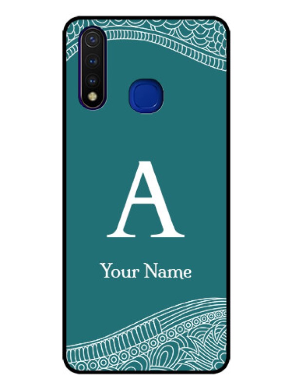Custom Vivo U20 Personalized Glass Phone Case - line art pattern with custom name Design