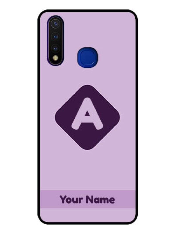 Custom Vivo U20 Custom Glass Mobile Case - Custom Letter in curved badge Design