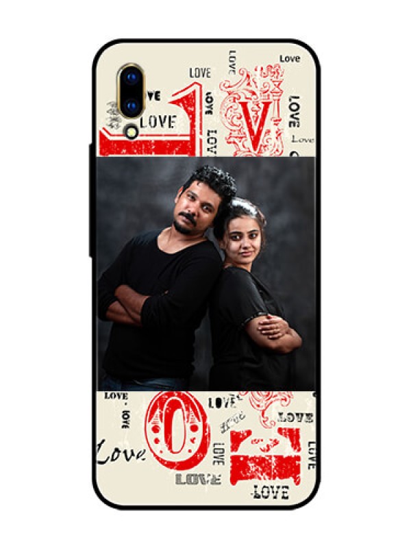 Custom Vivo V11 Pro Photo Printing on Glass Case  - Trendy Love Design Case