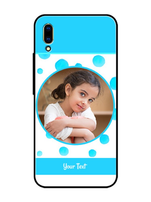 Custom Vivo V11 Pro Photo Printing on Glass Case  - Blue Bubbles Pattern Design