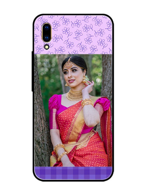 Custom Vivo V11 Pro Custom Glass Phone Case  - Purple Floral Design