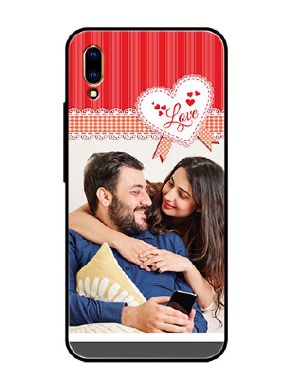 Custom Vivo V11 Pro Custom Glass Mobile Case  - Red Love Pattern Design