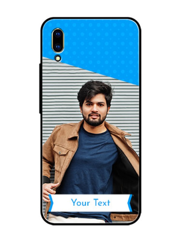Custom Vivo V11 Pro Photo Printing on Glass Case  - Simple Blue Color Design