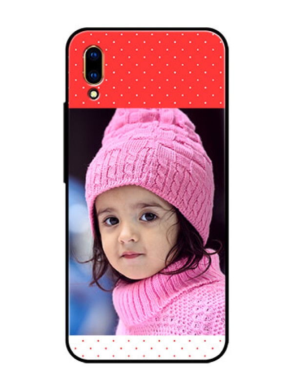 Custom Vivo V11 Pro Photo Printing on Glass Case  - Red Pattern Design