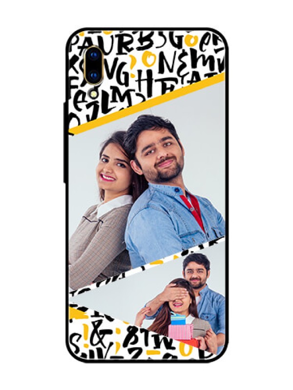 Custom Vivo V11 Pro Custom Glass Mobile Case  - Letters Pattern Design