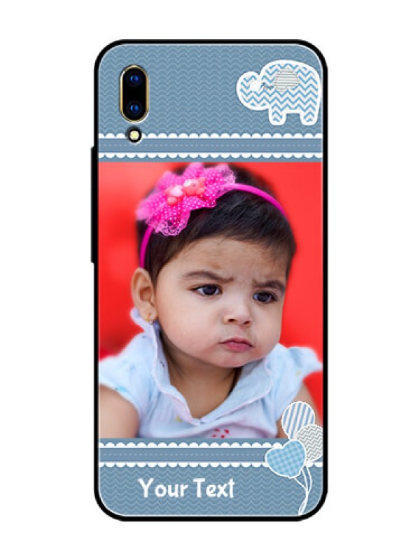 Custom Vivo V11 Pro Photo Printing on Glass Case  - with Kids Pattern Design