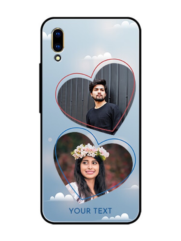 Custom Vivo V11 Pro Custom Glass Mobile Case  - Blue Color Couple Design 