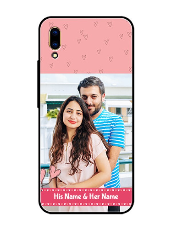 Custom Vivo V11 Pro Personalized Glass Phone Case  - Love Design Peach Color
