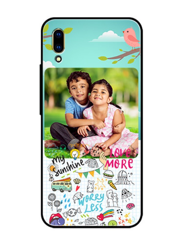 Custom Vivo V11 Pro Photo Printing on Glass Case  - Doodle love Design