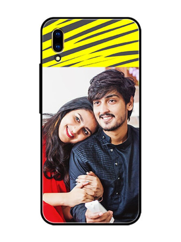 Custom Vivo V11 Pro Photo Printing on Glass Case  - Yellow Abstract Design