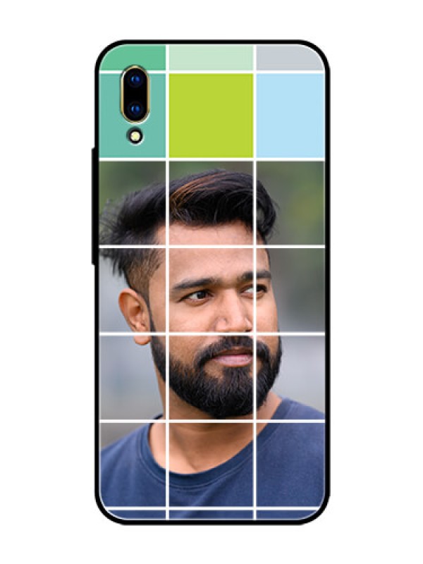 Custom Vivo V11 Pro Photo Printing on Glass Case  - with white box pattern 